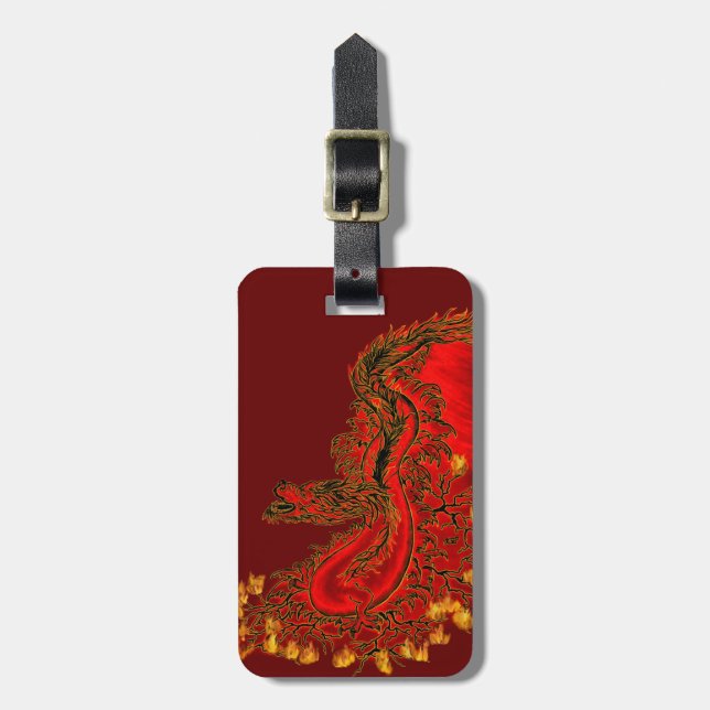 China Dragon red och guld design Bagagebricka (Vertikal Framsida)