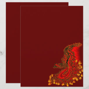 China Dragon red och guld design Brevhuvud