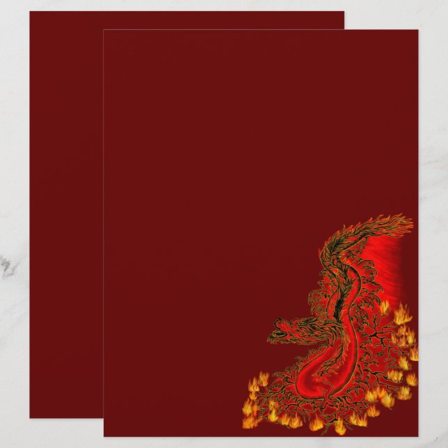 China Dragon red och guld design Brevhuvud (Fram/baksida)