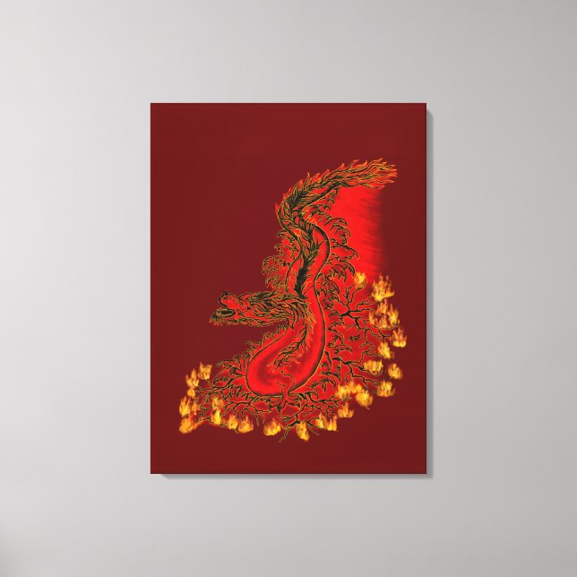 China Dragon red och guld design Canvastryck (Framsida)
