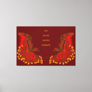 China Dragon red och guld design Canvastryck