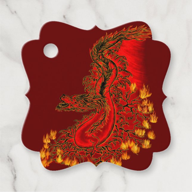 China Dragon red och guld design Gåvor Etiketter (Framsida)