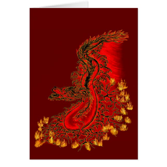 China Dragon red och guld design Hälsningskort (Framsidan)