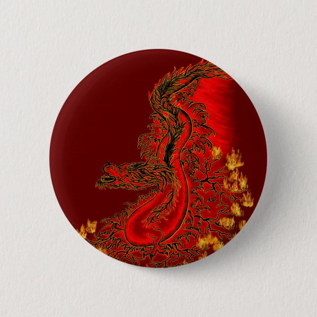 China Dragon red och guld design Knapp (Framsida)