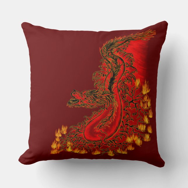 China Dragon red och guld design Kudde (Framsida)