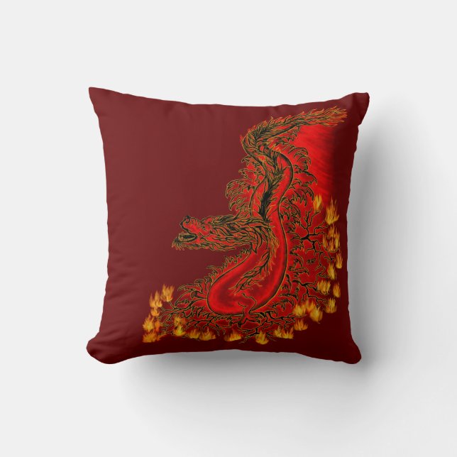 China Dragon red och guld design Kudde (Framsida)