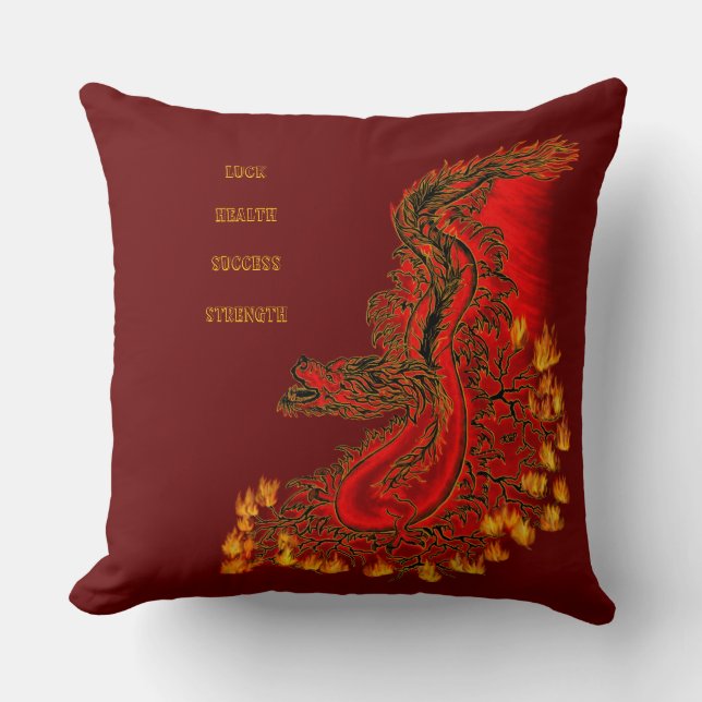 China Dragon red och guld design Kudde (Framsida)