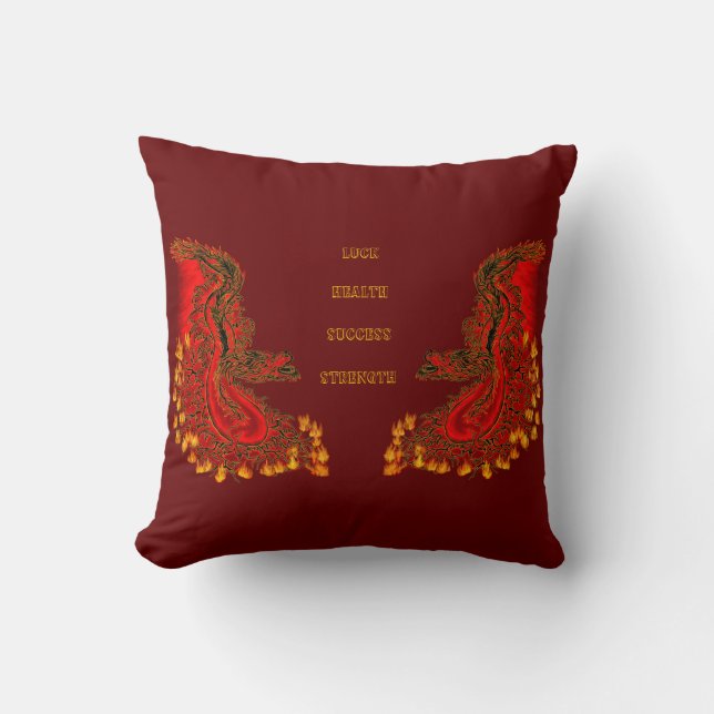 China Dragon red och guld design Kudde (Framsida)