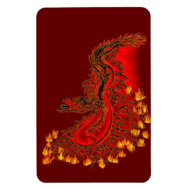 China Dragon red och guld design Magnet (Vertikal)