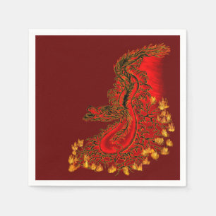 China Dragon red och guld design Pappersservett