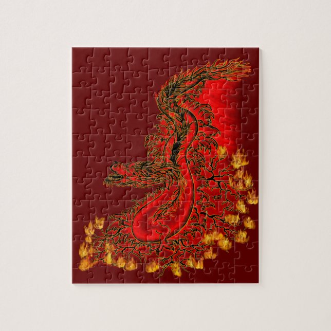 China Dragon red och guld design Pussel (Vertikal)