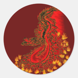 China Dragon red och guld design Runt Klistermärke