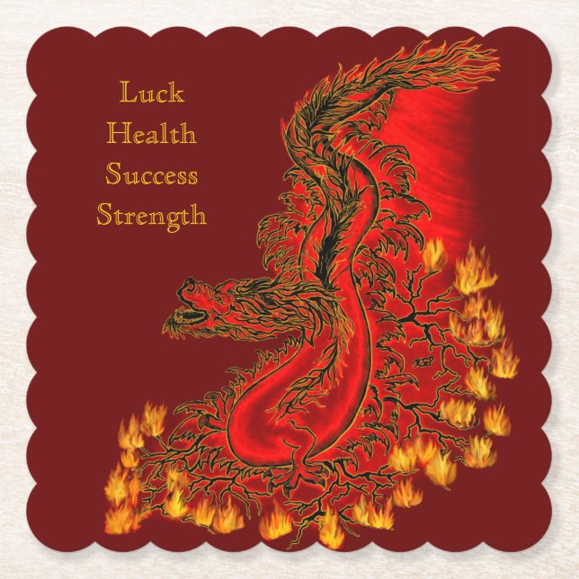 China Dragon red och guld design Underlägg Papper (Framsida)