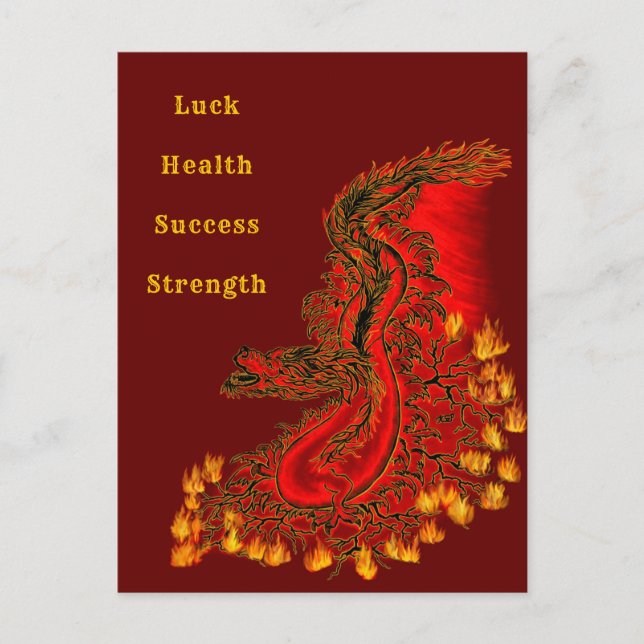 China Dragon red och guld design Vykort (Framsida)