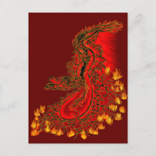 China Dragon red och guld design Vykort