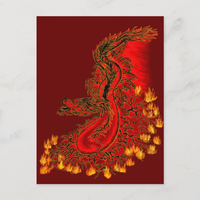 China Dragon red och guld design Vykort (Framsida)