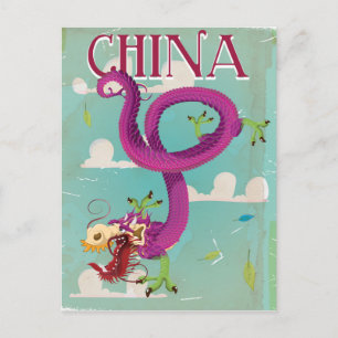 China Dragon Vintage resor Poster Vykort