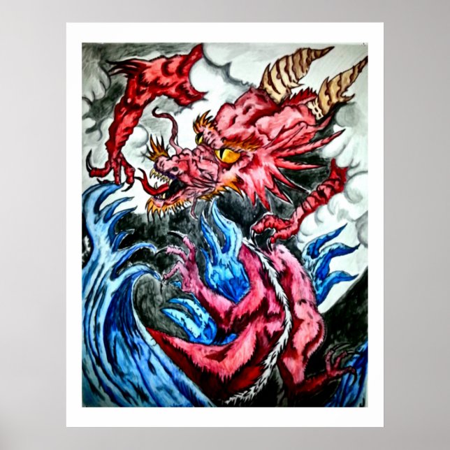 China Dragon Wall Art Print av William Zierfus Poster (Framsidan)