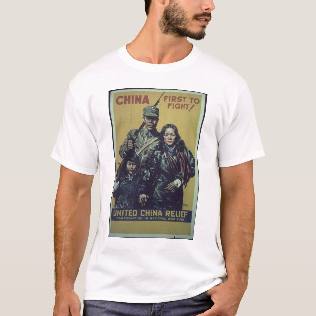 China-First_to_Fight_Propaganda affisch Tee Shirt (Framsida)