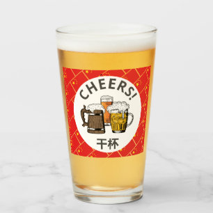CHINA FLAGGA 干 Tecknad 杯 Öl Cheers Glaskopp