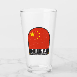 China Flagga Emblem Distress Vintage Glaskopp