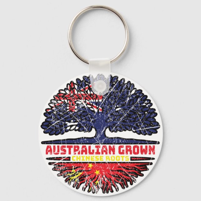 China Flagga för kinesiska australiska Australien  Nyckelring (Framsida)
