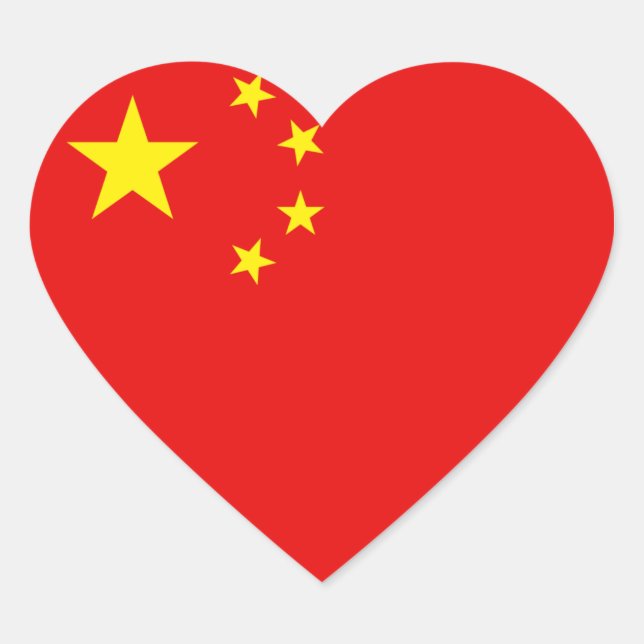 China Flagga Hjärtklämmare Hjärtformat Klistermärke (Framsida)