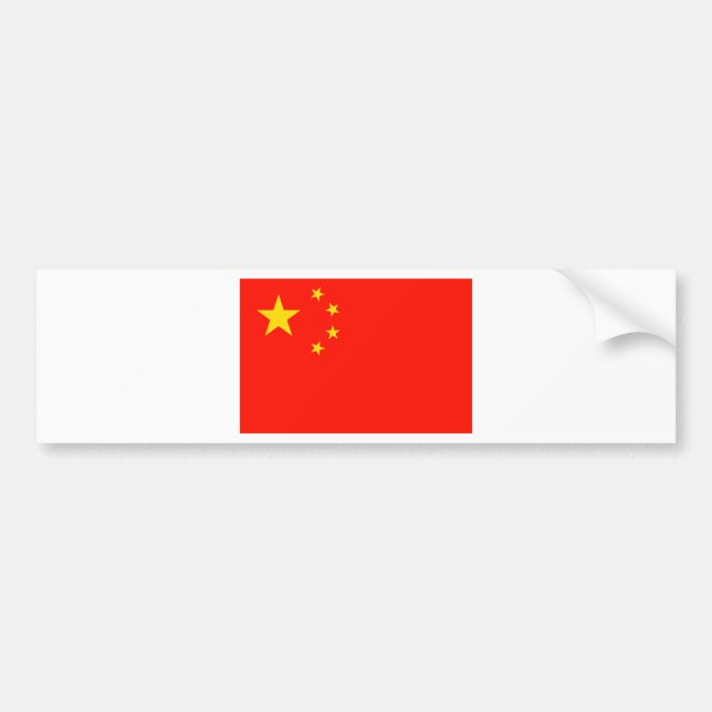 China Flagga - Hög kvalitet Bildekal (Framsidan)
