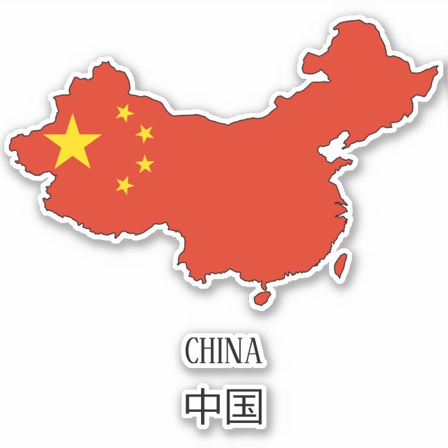 China Flagga Karta Klistermärken (Framsida)