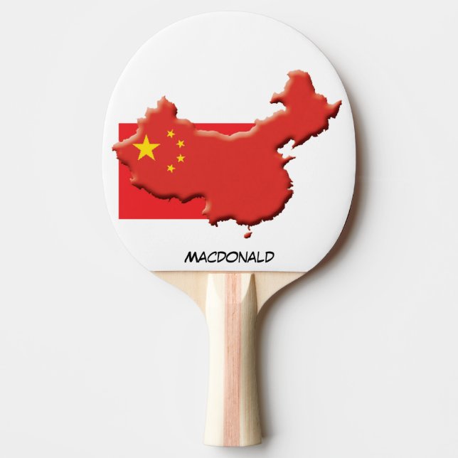 CHINA FLAGGA & KARTA PERSONLIG PINGISRACKET (Framsidan)