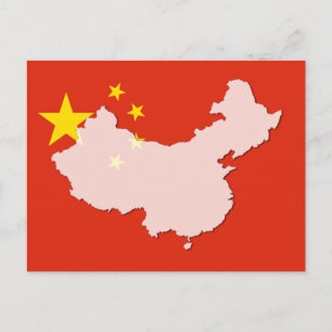 China flagga karta vykort