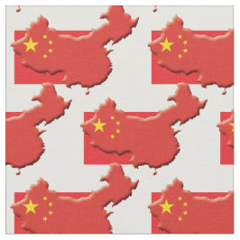 CHINA Flagga kinesisk Karta-kontur Tyg