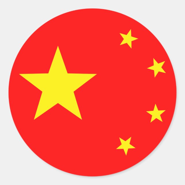 China Flagga "Klassisk" Runt Klistermärke (Framsida)