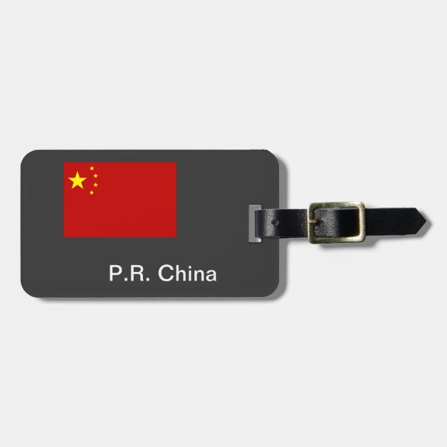 China flagga, med namn, adress.. bagagebricka (Horisontell Framsida)