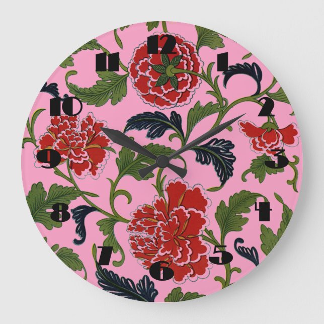 China Flowers Wall Clock Stor Klocka (Framsida)