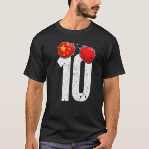 China Fotbollsspelare nummer 10 Kinesiskt Flagga T Shirt