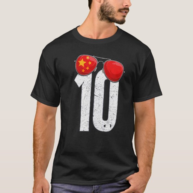 China Fotbollsspelare nummer 10 Kinesiskt Flagga T Shirt (Framsida)