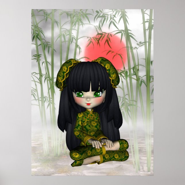 China Girl Snygg Orient Print Poster (Framsidan)