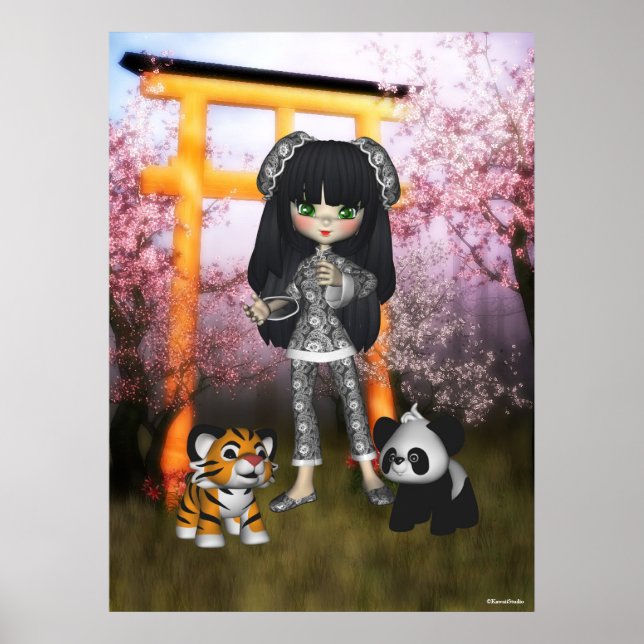 China Girl Snygg Orient Print Poster (Framsidan)