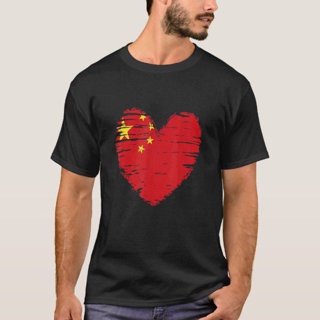 China Heart China Flagga China Pride T Shirt (Framsida)