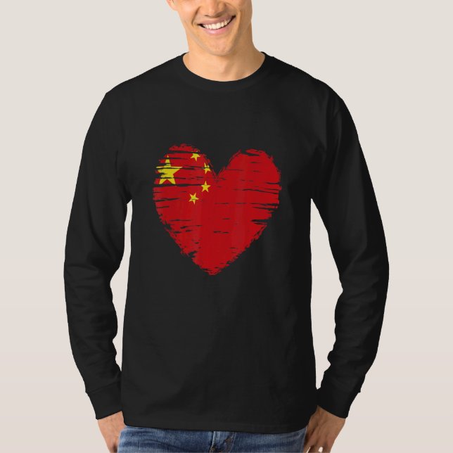 China Heart China Flagga China Pride T Shirt (Framsida)