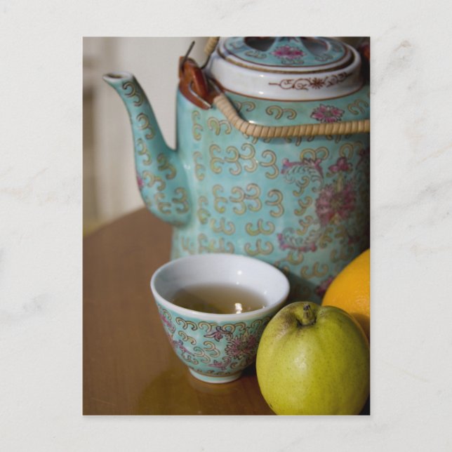 China, Hong Kong. Traditionell kinesisk tekanna oc Vykort (Framsida)