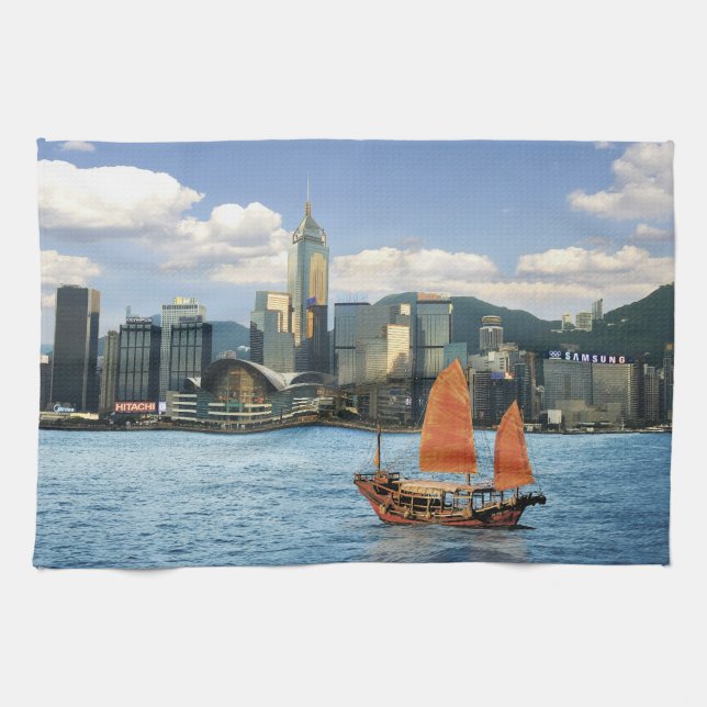 China. Hongkong. Victoria Harbor Hamn.A Kökshandduk (Horisontell)