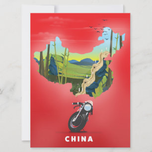 China Illustrated karta-reseaffisch Inbjudningar