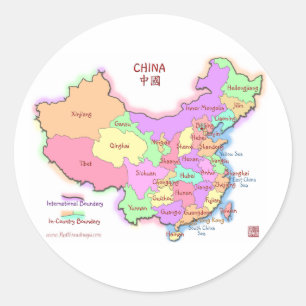 China Karta Stickers Runt Klistermärke