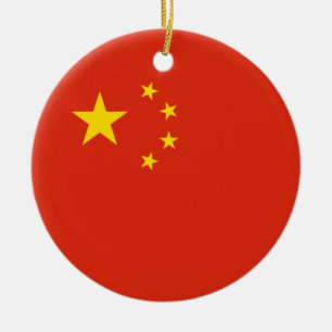China - Kinesisk Flagga Julgransprydnad Keramik