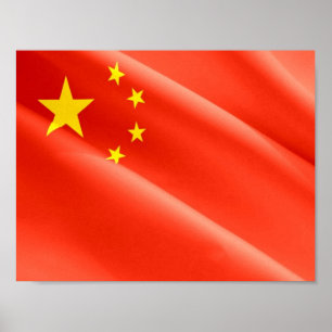 China - Kinesisk flagga - våning - Poster