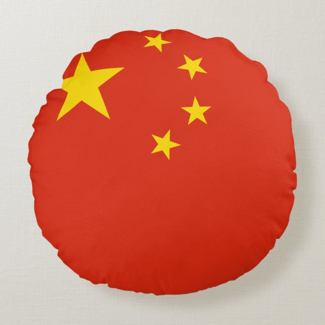 China (kinesiska) Flagga Rund Kudde (Framsidan)