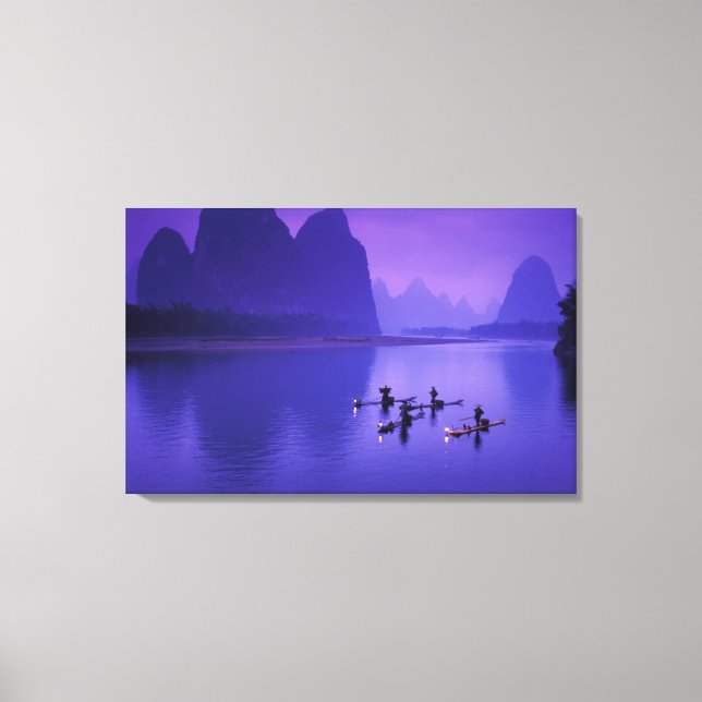 China, Li River. Skarvfiskare. Canvastryck (Framsida)
