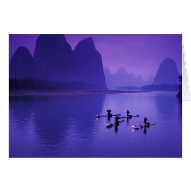 China, Li River. Skarvfiskare. Hälsningskort (Framsidan Horizontal)